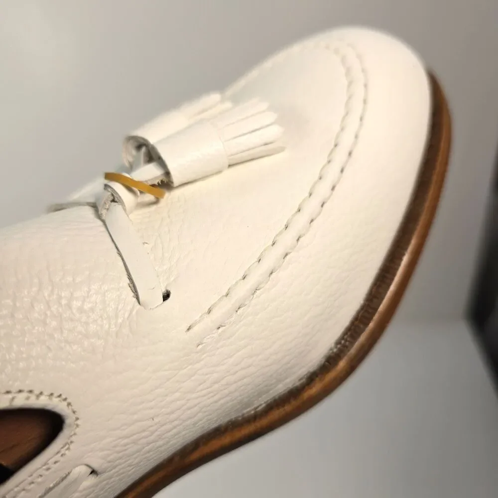 FootJoy Classics Dress Shoes 73486 White Tassel Loafers Men's 8.5 D USA 73486